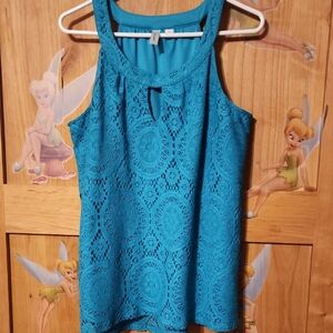 Tacera Teal Lace Tank Top